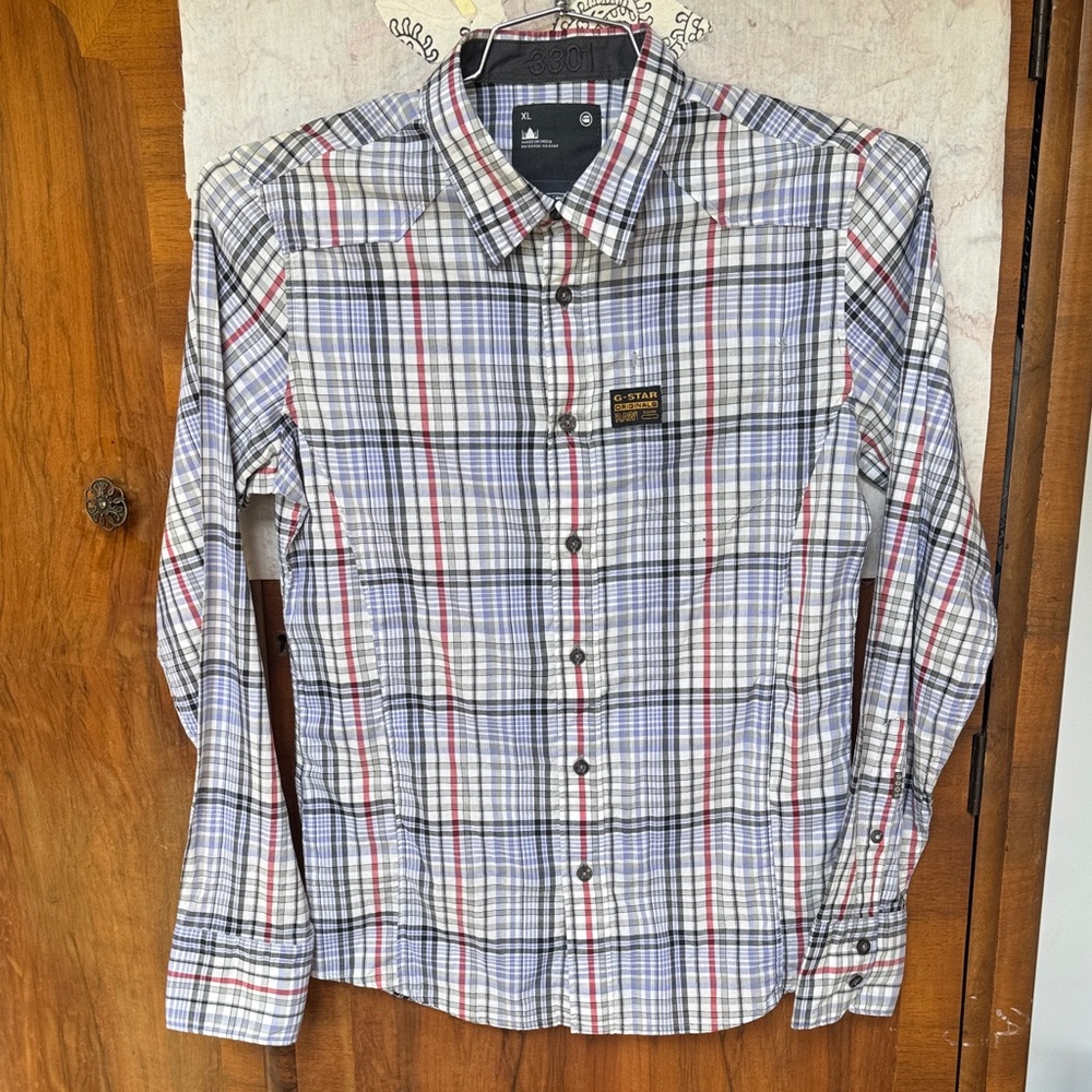 G-Star Men's Nieck Check Shirt L/S Daft Purple Walter Check Marked XL Fits M